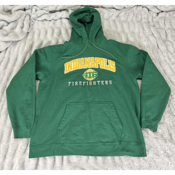 Indianapolis Firefighters Local 416 Hoodie Mens XL Green Pullover Port & Company - Picture 1 of 7